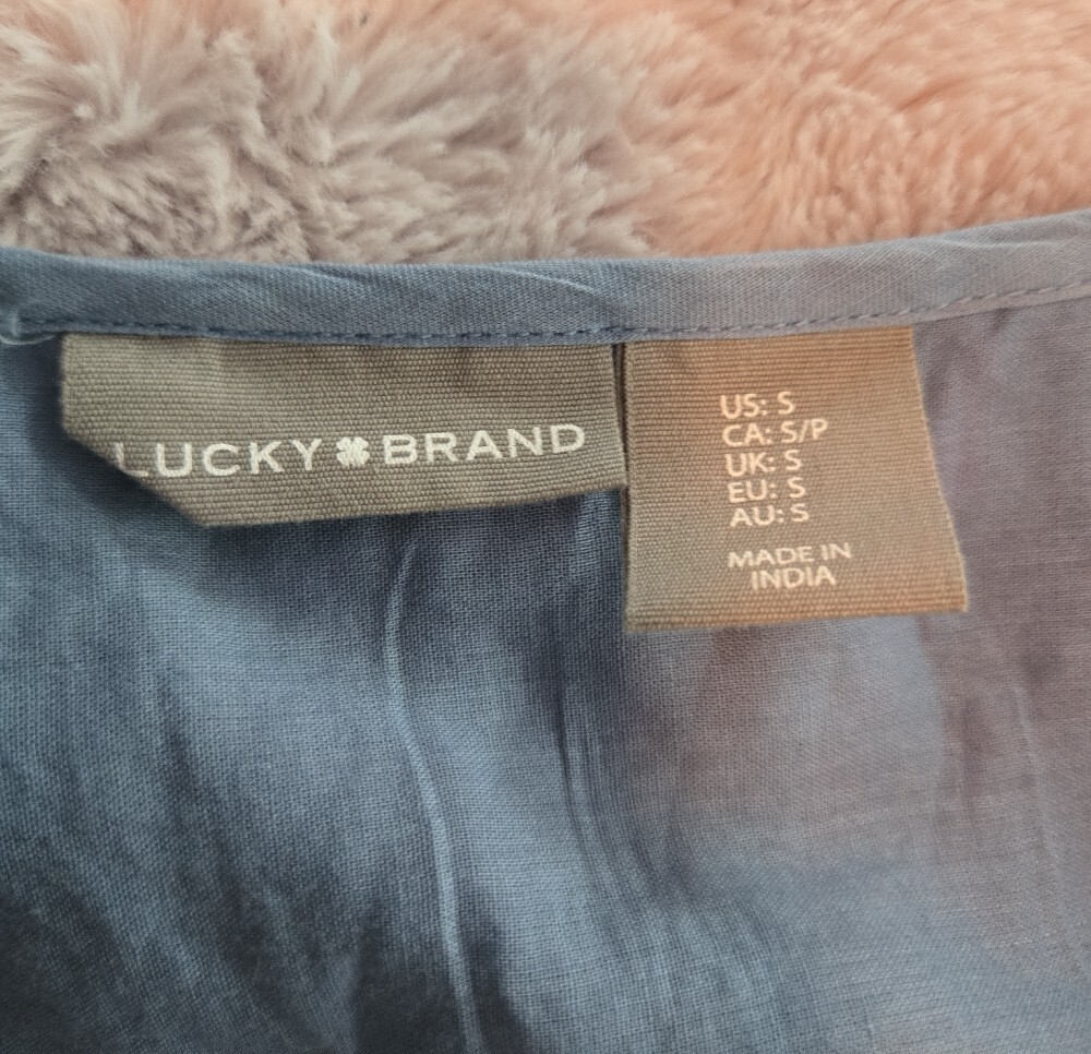 Lucky Brand Light Blue Embroidered V‑Neck Tiered Maxi Dress - Picture 2 of 3